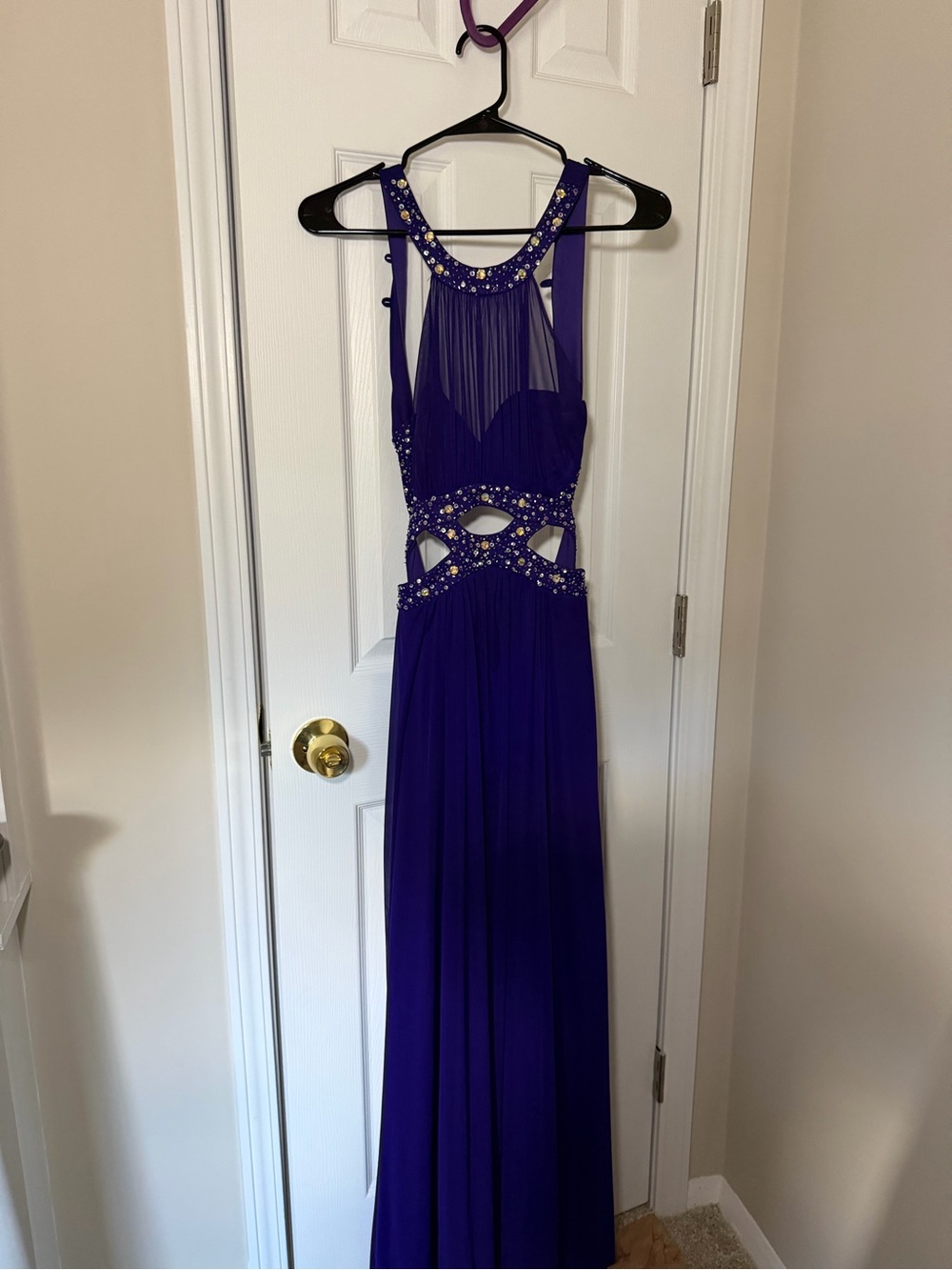 Morgan & Co. Royal Purple Beaded Prom Gown